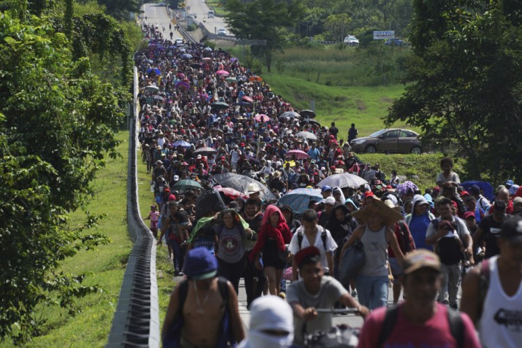 Migrants move through Chiapas state, Mexico, in October as they continue their journey through Mexico to the U.S. border. 