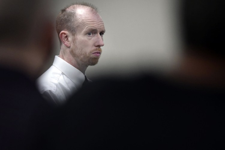 Chad Isaak, of Washburn, N.D., appears during the third day of his murder trial at the Morton County Courthouse in Mandan, N.D., on Aug. 4, 2021. Isaak was sentenced to multiple life sentences without the possibility of parole.