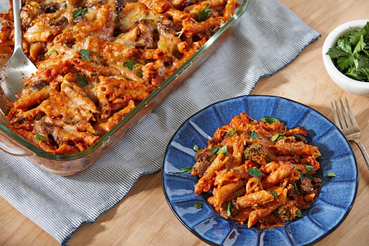 Three Cheese Pasta and Vegetable Bake
