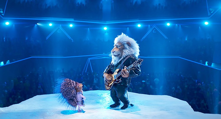 Ash the porcupine (voice of Scarlett Johansson, left) and Clay Calloway the lion (Bono) in "Sing 2."