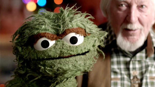 Oscar the Grouch and Carroll Spinney as seen in "Street Gang: How We Got to Sesame Street." 