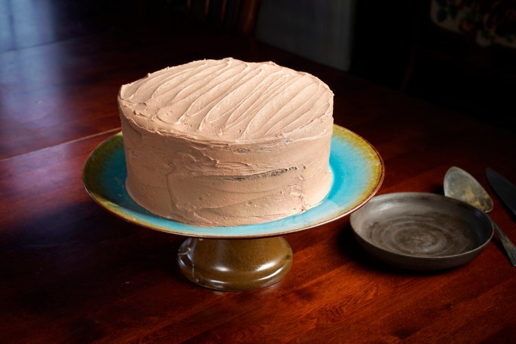  Chocolate cake with mocha frosting. Both cake and frosting are flavored with leftover morning brews. 