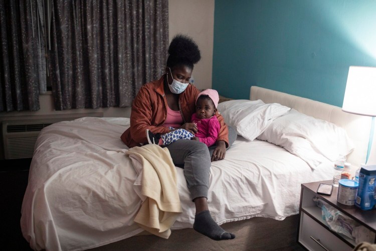  Matondo, who asked to be identified by her first name only,and her one-year-old daughter in their room at a hotel in South Portland. Matondo, her husband and their daughter have been in Maine for about a month and, just one of the hundreds of families seeking asylum in the Portland area.
