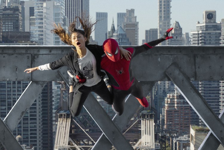 Zendaya, left, and Tom Holland in Columbia Pictures' "Spider-Man: No Way Home."