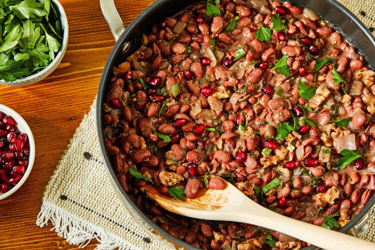 Red Bean Stew with Walnuts, Herbs and Pomegranate
