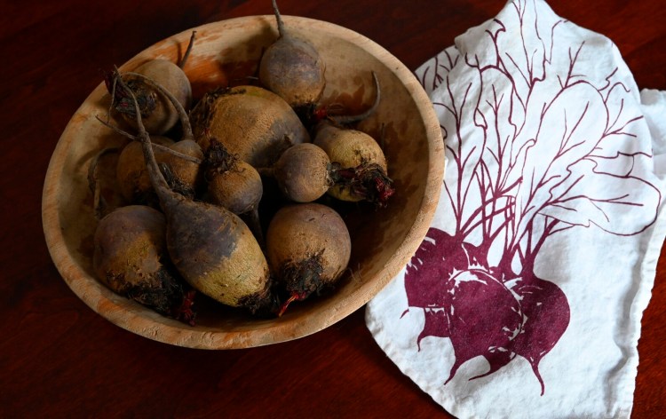 Beets are the best. These come from Rosemont Market; the beet napkin is made by Madder Root.