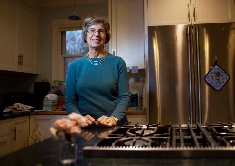 Sonia Robertson, former proprietor of Whip and Spoon, a kitchenware store of several decades in the Old Port, at her home in Portland.
