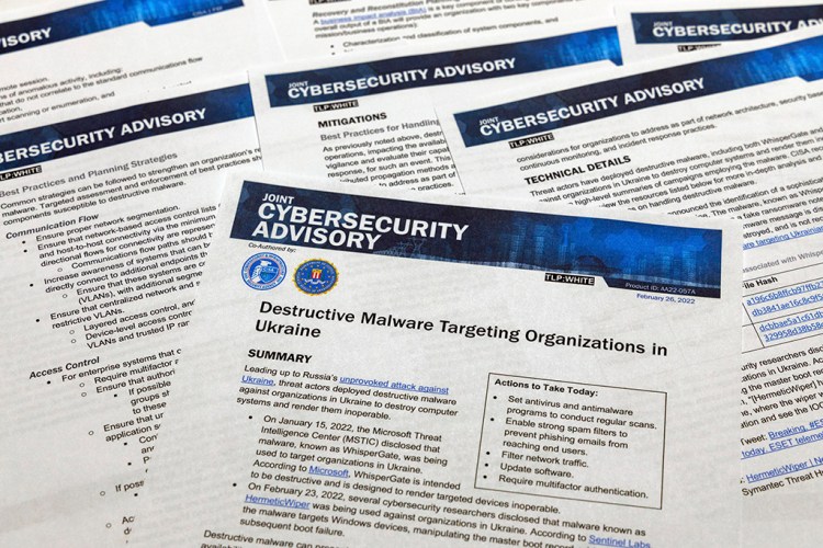 A Joint Cybersecurity Advisory published by the Cybersecurity & Infrastructure Security Agency warns about destructive malware that is targeting organizations in Ukraine.