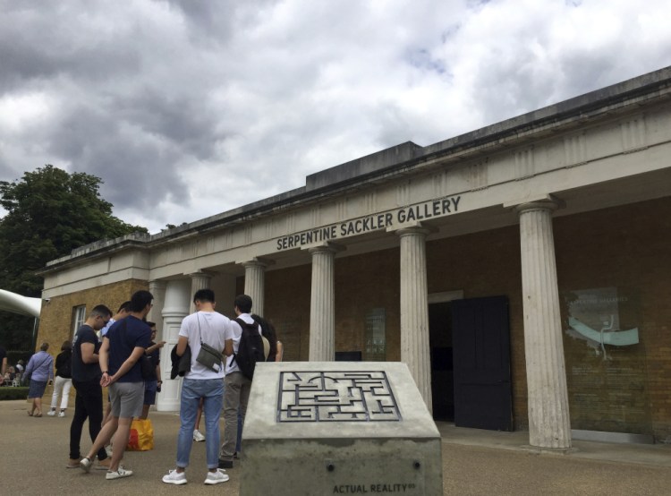The Serpentine Sackler Gallery in Hyde Park, London. The British Museum will remove the Sackler name from galleries, rooms and endowments following global outrage over the role the family played in the opioid crisis. (AP Photo/Tony Hicks, File)