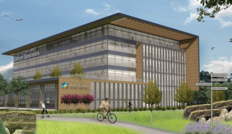 A rendering shows the to-be-built medical office at the Rock Row development.