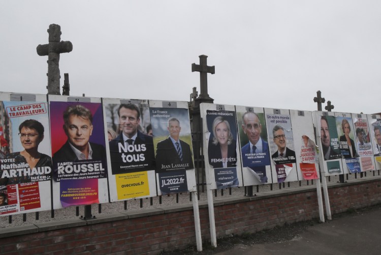 Electoral posters are displayed in Aubers, northern France, on Friday.

