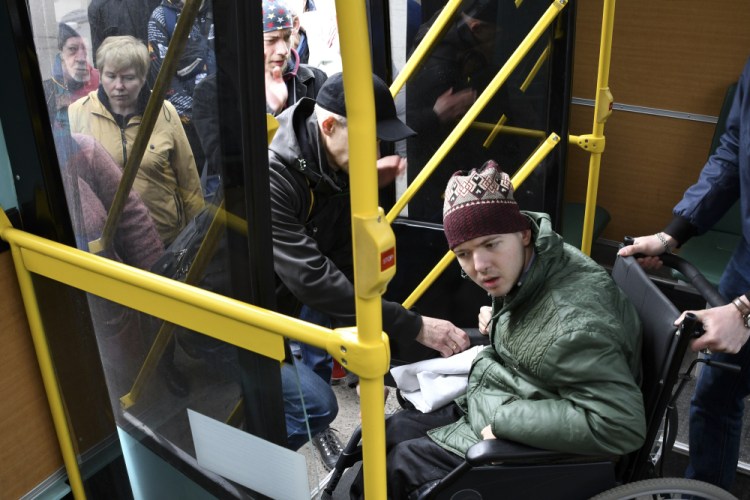 People board transportation during evacuation of civilians in Kramatorsk, Ukraine on Sunday,. 