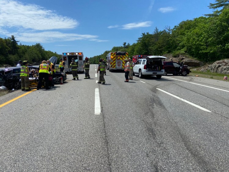 A three-vehicle crash Monday on the Maine Turnpike in York closed the highway to southbound traffic for about an hour.