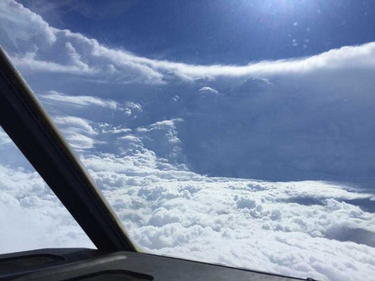 Air Force pilot Maj. Kendall Dunn snapped this image while in the eye of Hurricane Ida. 