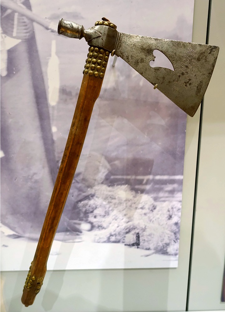 This undated photo shows a tomahawk once owned by Chief Standing Bear, a pioneering Native American civil rights leader, which will be returning to his Nebraska tribe after decades in a museum at Harvard University.