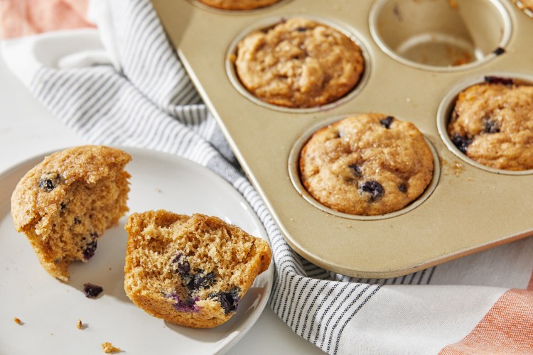 Whole-Wheat Blueberry Muffins with Honey and Cardamom