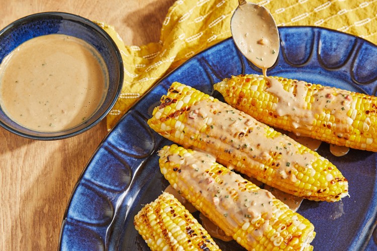 Grilled Corn with Peanut Sauce