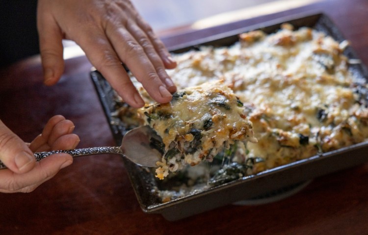 The Vegetarian Kale and Wild Rice Casserole is hearty enough to be an entrée for any vegetarians at your Thanksgiving table. 