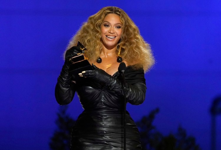 Beyonce accepts the award for best R&B performance for "Black Parade" at the 63rd annual Grammy Awards on March 14, 2021. 
Her seventh studio project “Renaissance” is up for best dance-electronic music album. 