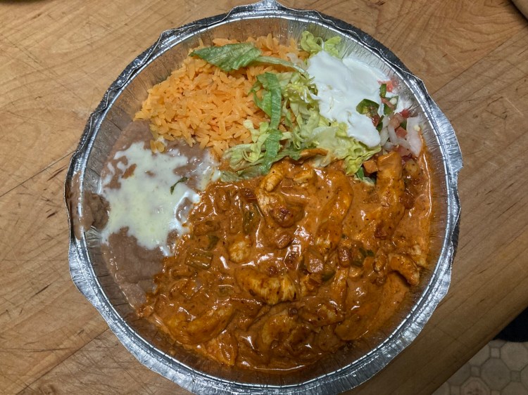 An order of pollo chipotle from Tequilera's Mexican Restaurant in Scarborough. 