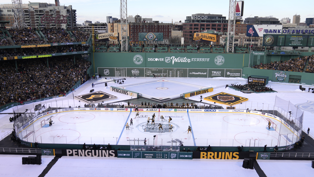 NHL's Winter Classic: Bruins and Penguins players don Red Sox and
