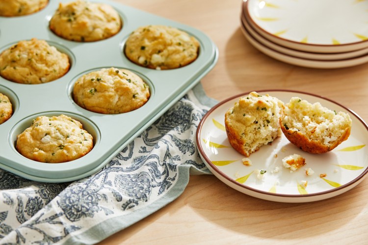 Muffins with Goat Cheese and Chives put a savory spin on a familiar treat. 