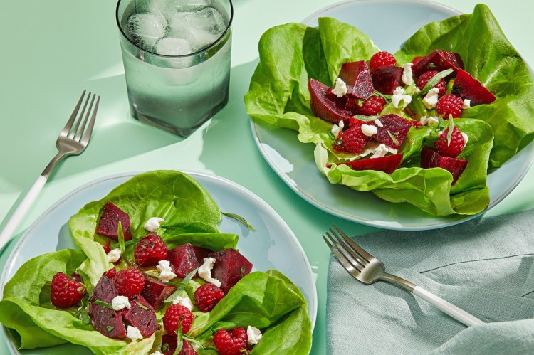 Roasted Beet and Raspberry Salad with Goat Cheese