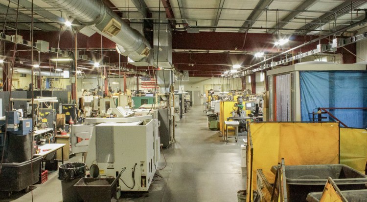 Part of the manufacturing space at ODAT Machine in Gorham, Maine.