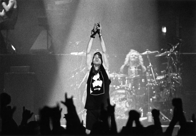 Guns N' Roses performs at the Cumberland County Civic Center on March 8, 1993.