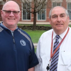 Lance Johnson (R) will replace Gary Satevens (L) as Thornton Academy Athletic Director.
